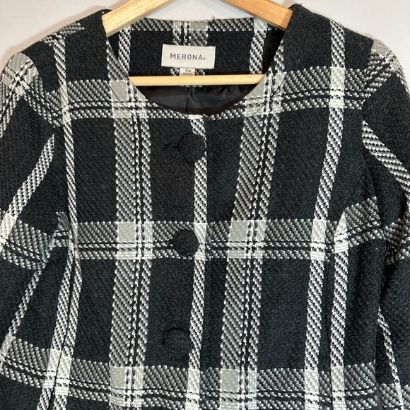 Merona Womens Size XS Plaid Jacket Blazer Coat Cloth Cover Buttons Pockets Lined - Picture 9 of 16